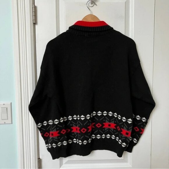 Vintage Acrylic Geometric Knit Turtleneck Sweater - Picture 3 of 6